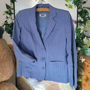 Vintage Rodier Paris Blue Pin-Striped Blazer
